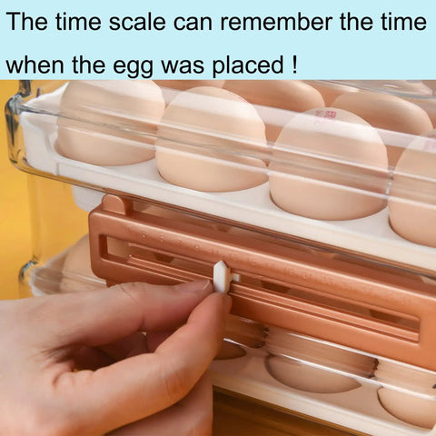 Adjusting time scale on 32 Capacity Egg Holder For Fridge With Time Scale Two Drawer Egg Storage Container Organizer Bin