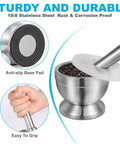 Stainless Steel Mortar And Pestle Set With Non Slip Base For Spices Herbs And Pesto Making Heavy Duty Kitchen Crusher
