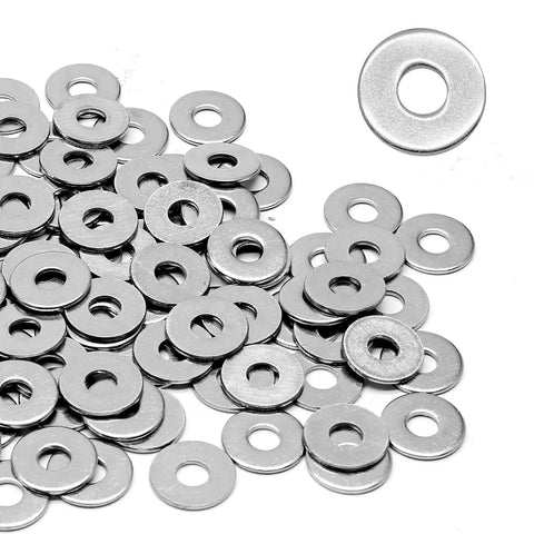 100 pcs M4 stainless flat washers, 12mm outside diameter, 1mm thick, metallic silver