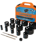 Bi-Metal Master Electrician Hole Saw Kit, Seventeen-Piece Set With Thirteen Hole Saws Ranging From Seven Eighths To Four And Three Quarters Inches