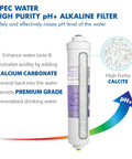 Alkaline PH Plus Inline Filter Kit 10 Inch Calcium Carbonate High Purity Water Treatment, US Made, product diagram image