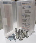Garage Proven PlusNut PreBulb Fastening Kit With Five Sixteen Eighteen Thread Driver And Ten Heavy Duty Steel Inserts, includes tool and inserts inside case.