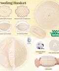 All-In-One Sourdough Starter Kit with round and oval proofing baskets showing spiral pattern and natural cotton liner.