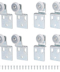 Four Pair Sliding Closet Door Roller Kit For Top Hung Doors With Three Quarters Inch Convex Wheels Ball Bearing Stamped Steel