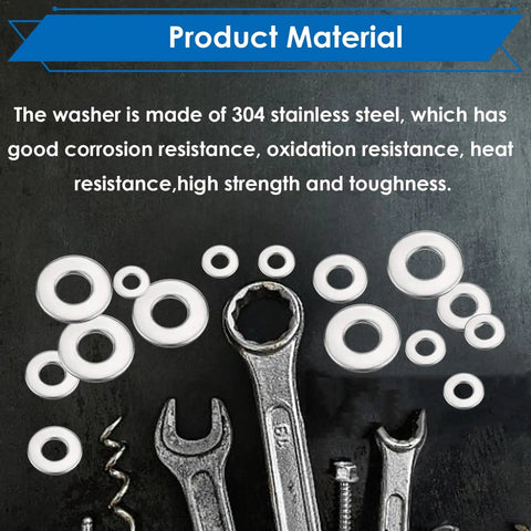 Silver Pop Rivet Washer Assortment Kit 375 Pcs In Five Sizes 3/32 1/8 5/32 3/16 1/4 Inch For Rivets Stainless Steel And Aluminum Blind Rivet Washers Pro Grade Diy Auto Repair And Metal Fabrication displayed with tools on dark surface.