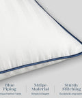 Close-up of Outdoor Pillow Inserts 18x18 Inch Waterproof Striped With Reinforced Piping Pack Of 2 For Patio Furniture And Garden Decor.
