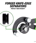 Pro Grade Stainless Steel Tube Bending Pliers For Brake Lines showing forged knife-edge separators, green handles