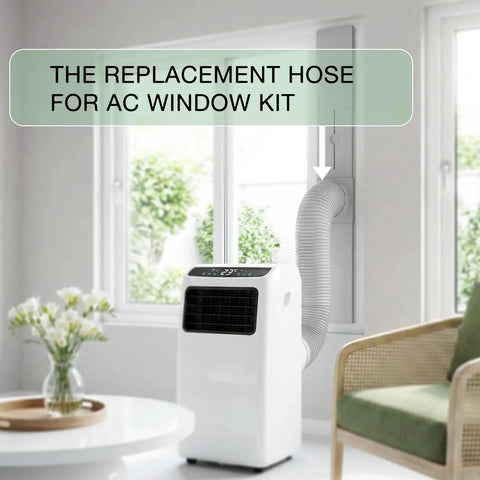 Portable Air Conditioner Vent Hose 47 Inch Long 5.9 Inch Diameter Exhaust Tube For Most Portable AC Units Anti Clockwise Connection Heavy Duty Polypropylene With Steel Ring For Heat Resistance And Long Service Life installed in window