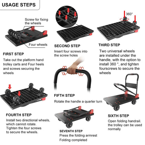 Rock Solid Heavy Duty Folding Platform Cart With Reinforced Steel Frame And 360 Swivel Rubber Casters Rated For 1323 Pounds Great For Jobsite Hauling Or Workshop Tool Transport In A Rugged 35 X 24 Inch Black Finish