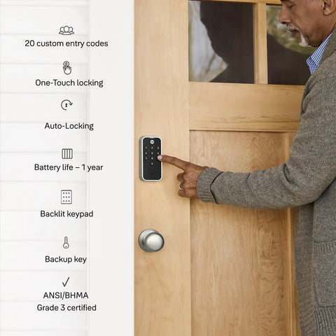 No Sweat Keyless Entry Keypad Deadbolt For Front Door Security Featuring Sleek Satin Nickel Finish And Auto Locking Bolt Providing Solid Home Protection Straight Up Without Apps For Easy Guest Access
