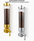 Wall Mounted Transparent Coffee Canister With Gold Trim And Smooth Grip Handle Straight Up Fantastic Dry Food Dispenser For Sugar Rice Nuts Cereals Pet Treats Zero Stress Counter Organizer To Keep Your Pantry Legit with two color options.