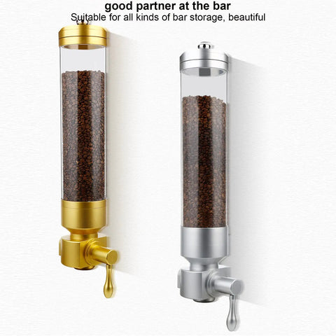 Wall Mounted Transparent Coffee Canister With Gold Trim And Smooth Grip Handle Straight Up Fantastic Dry Food Dispenser For Sugar Rice Nuts Cereals Pet Treats Zero Stress Counter Organizer To Keep Your Pantry Legit with two color options.