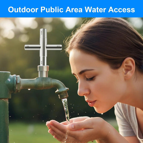 Four Way Sillcock Water Key 1/4 In 9/32 In 5/16 In 11/32 In Go-To Must-Have Handy Palm Sized Shutoff Tool For Hose Bibs Anti Corrosion Zinc Plated Steel The Essential Home Or Crisis Kit Hydrant Valve Key on outdoor faucet