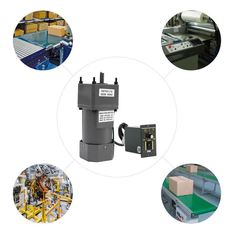 90W Variable Speed AC Gear Motor With 110V Single Phase Power 0-135 RPM Output 10K High Torque Includes Speed Controller And Gear Box Heavy Duty Industrial Electric Gear Reduction Reducer For Tough Automation And Machinery
