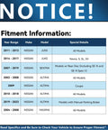 Fitment information for Nissan vehicles: Juke, Sentra, Altima, Maxima, various years and models.