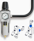 Diagram showing air regulator with 3/4 Inch By 1/2 Inch Male NPT Straight Air Piping Fittings 2 Pack Brass Nickel Plated