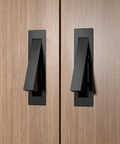 Ultra Narrow Recessed Sliding Closet Door Handle 8cm Long Stainless Steel Flush Mount Hardware on wooden doors