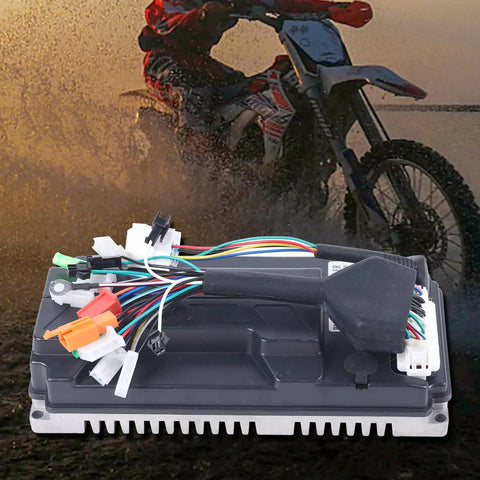 Premium 3000W Sine Wave Controller For Electric Bikes 60V To 72V Brushless Motor Upgrade with connectors and cooling fins.