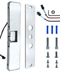 Replacement Electric Strike For 9400 Series Stainless Steel Slim Surface Mounted Switchable Fail Safe Or Fail Secure Works With Rim Exit Devices Up To Half Inch Latchbolt Ideal For Commercial Door Access Control with installation components