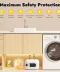 Compact Under Sink Mini Water Heater Delivers No Sweat Instant Hot Water For Kitchen Bathroom And RV 1.6 Gallon 1500W Electric Tank shown under sink.