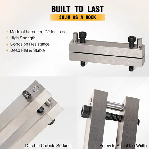 Pro Grade Multifunction Knife Making File Guide with Carbide Surface showcasing adjustable screws and durable D2 steel material.