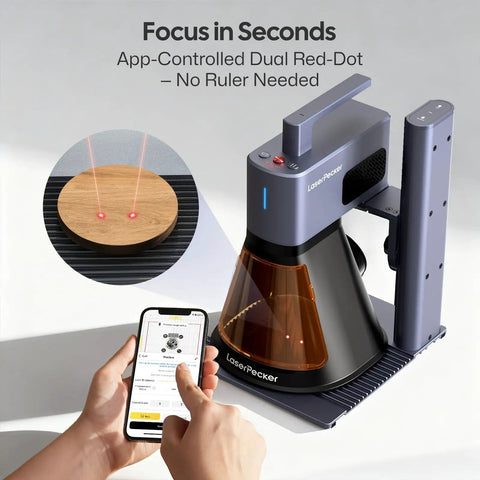 LP2 Plus 10W Diode Laser Engraver with ultra fast 4000mm per second performance shown engraving wood with app control