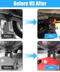 Comparison of vehicle lifting using Universal Rubber Jack Stand Pads 8 Pack With Round And V Groove Designs Heavy Duty Pinch Weld Protectors.