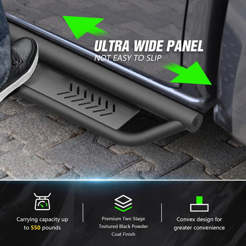 Two Tube Side Steps Compatible With 2021 To 2026 Ford Bronco Four Door with ultra-wide non-slip surface.