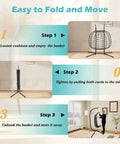 Instructions for folding and storing Double Outdoor Hanging Egg Chair With Stand And Oversized Cushion, shown step by step.