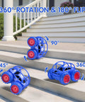 Amphibious RC Car With 360° Rotating LED, demonstrating 360° rotation on outdoor steps.