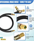 Pro Grade 5 Foot 1/2 Inch HVAC Vacuum Hose With 3/8 To 3/8 Female Flare Fittings for High Flow Refrigerant Evacuation and Recovery