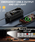 Cordless Tire Inflator Portable Air Pump With LED Light And Smart Digital Gauge, emergency USB output charging phone