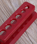 Red Six Hole Test Tube Holder Rack Portable Plastic Stand For Lab Burette Shelf, Handy And Student Friendly Lab Gear