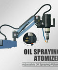 Heavy Duty Electric Tapping Machine With Auto Oil And Air Blow For M3 To M16 Threads showing oil spraying atomizer feature.