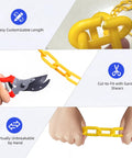 Go-To Yellow Plastic Chain 25 Ft 1.42 Inch Link High Visibility Barrier for Crowd Control showing customizable and durable features