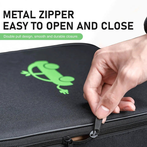 Heavy Duty Waterproof Oxford EV Charger Bag Stores All Your Cables And Guns Securely Includes A Comfy Grip Handle Universal Fit zipper detail