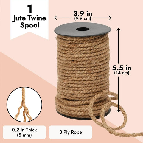 100 Feet Thick Twisted Nautical Rope For Crafts And Gift Wrapping Brown Jute String Twine Decorative Rope For DIY Projects