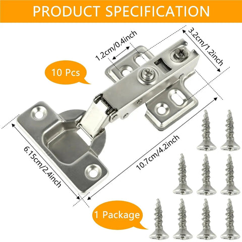 Stainless Steel Cabinet Door Hinges With Damper Buffer Soft Close Quiet Concealed Wardrobe Hinges Durable Heavy Duty Hardware
