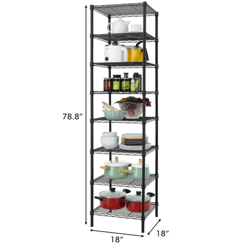 Heavy Duty 8 Tier Wire Shelving 18x18x78.8 Inches Adjustable Metal Storage Rack Built Legit Tough With Thickened Steel Tubes Super Sturdy For Any Home Or Office NSF Certified Black