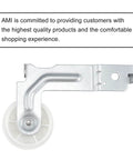 Single dryer idler pulley assembly with upgraded dual sealed ball bearings, replaces PD00032419, side view of metal and plastic pulley
