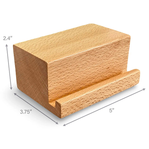 Legit Solid Hardwood Turntable Stand For LP Records And Album Jackets To Show Off Your Fresh Vinyl Collection While Spinning Tracks Without Messing Up Your Smooth Lounge Or Desk Area Setup, natural wood color, 5" width.