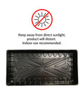 Seedling Starter Tray Set Durable Reusable Plastic Germination Trays With Watertight No Holes Base 21 By 10.75 Inches And 2 Inch Depth 10 Pack For Veggies Herbs And Flowers Indoors, black tray with sunlight warning