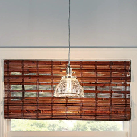 One Light Bell Pendant With Clear Seeded Glass In Brushed Nickel For Kitchen Island Or Dining Area Adjustable Cord