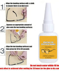 Fine Tip Eyeglass Temples Repair Adhesive For Quick Bonding On Metal And Hard Resin Frames Ideal For Beginners Students Teens And Adults For Home Travel School And Daily Wear No Hassle Fix bottle with instructions.