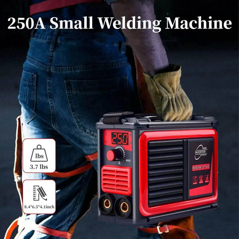 Portable 250A 110V Welder With IGBT LCD Display Mini Arc Welder For Home DIY Be Your Workhorse, Lightweight 3.7 Lb Compact Stick Welder With Adjustable Shoulder Strap Hot Start Arc Force Anti Stick Includes 10 Rods