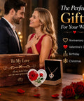 Romantic Gift Set For Wife With Crystal Preserved Rose And Heart Necklace Engraved I Love You Forever In A Laser Engraved Wooden Keepsake Box For Anniversary Or Birthday Elegant Gift Box Set From Hubby To Surprise Her And Create Lasting Memories