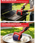 Person cleaning BBQ grill with Beast 800 RPM Cordless Grill Scrubber With LED Light Dual Speed High Power BBQ Cleaning Tool 4000mAh Battery Non Shedding Brush Plus Two Scouring Pads For Gas And Charcoal Grates.