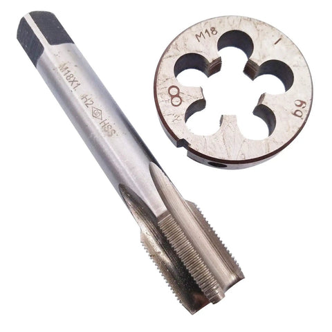 M18 X 1mm Tap And Die Set For Metric Right Hand Threads, Tap And Die Pair In High Speed Steel, 95mm Tap Length, 45mm Die OD, M18 X 1.0mm Thread, Built Tough For DIY And Pro Machinists