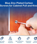 Person installing 50 Pack 8-32 x 1-1/4 Inch Cabinet Door And Drawer Screws With Phillips Or Slotted Heads Blue Zinc Plated Carbon Steel
