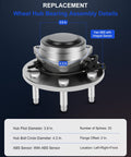 Front Wheel Hub Bearing Assembly 515054 With ABS 6 Lug 2WD, showing dimensions and ABS sensor integration details.